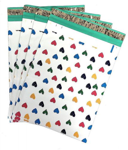 10x13 (100) Colorful Hearts Designer Poly Mailers Shipping Envelopes Boutique...