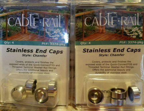 9 caps Feeney Stainless Steel Chamfer End Caps For CableRail Railing  3374-pkg
