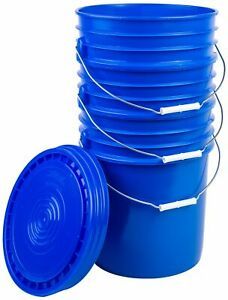 Hudson Exchange Premium 5 Gallon Bucket with Lid, HDPE, Blue, 3 Pack