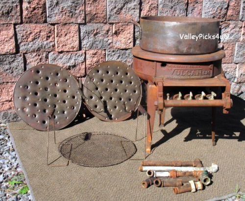 Antique 1923 Cast Iron Vulcan 526 Gas Burner Soup Kettle Butchering Stove PLUS