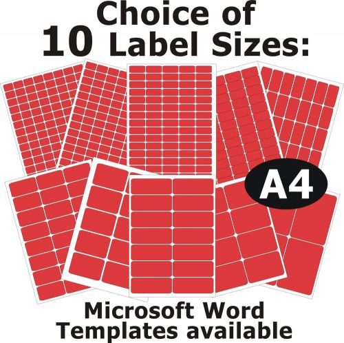 RED Laser Copier Inkjet Printer Labels 5 A4 Sheets Self-Adhesive Stickers