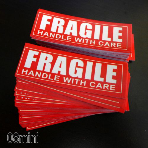 100 pcs 3&#034; X 1&#034; FRAGILE Handle with Care Warning Label shipping Sticker NEW