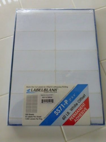 LABELBLANK- 60LB. WHITE OFFSET PERMANENT ADHESIVE LABELS-STOCK NO. SS71-P