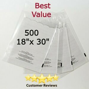500 Pack 18x30 Self Seal 1.5 mil Suffocation Warning Clear Poly Bags Free Shippi