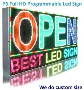 16&#034; x 91&#034; WIFI P6 FULL COLOR PC PROGRAMMABLE LED TEXT/LOGO BUSINESS BRIGHT SIGN