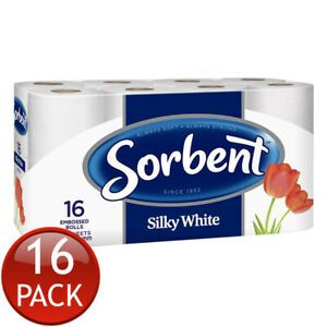 3 x SORBENT TOILET TISSUE ROLL SILKY WHITE 16 PACK HOME CAR SOFT ABSORBENT NA...