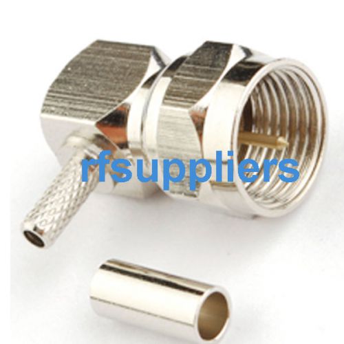 2 x f crimp plug right angle connector for rg179 for sale