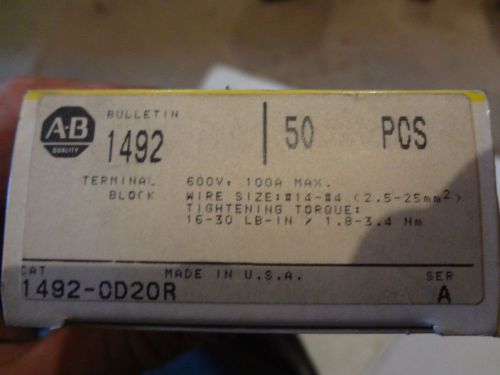 Box containing (12) allen bradley 1492-cd2or terminal block orange for sale