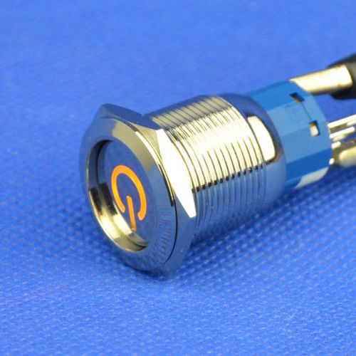 19mm 12V Yellow power logo Led Latching Push Button Angel Eye car machine Switch