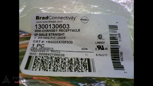 BRAD CONNECTIVITY 1R6006A20F030 CORDSET 6 POLE MALE STRAIGHT 3 FEET, NEW