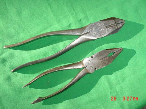 VINTAGE LINEMAN PLIERS -2 PAIR - M. KLEIN &amp; SONS  AND kRAEUTER