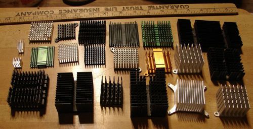 LOT OF 21 CPU ALUMINUM HEAT SINKS FOR LED, ART, HOBBY, STEAM PUNK ?