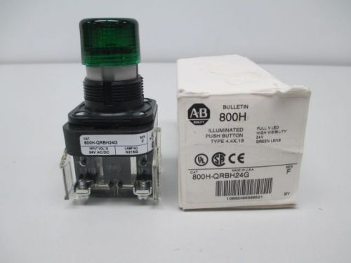 NEW ALLEN BRADLEY 800H-QRBH24G GREEN PUSHBUTTON SER F 24V-AC/DC D246794