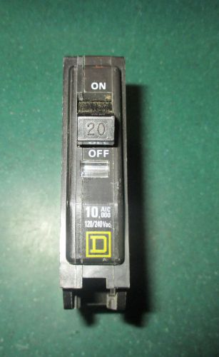 SQUARE D 1-POLE 20 AMP CIRCUIT BREAKER 240 VAC TYPE QO120, 10,000 AIC, GUC