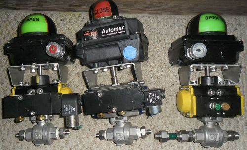 lot of 3 Sharpe 1/2&#034; 2000WOG CF8M Ball Valve C/W Actuator &amp; Position Indicator