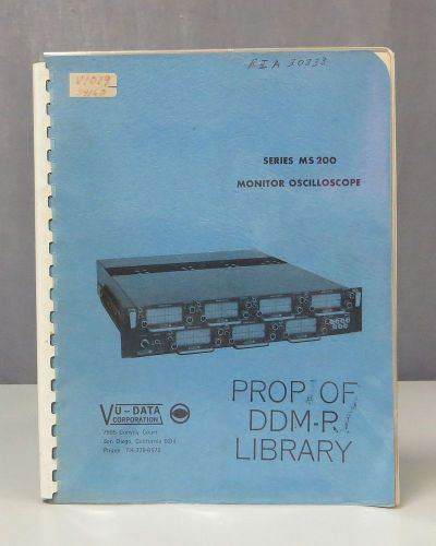 Vu-Data Corporation Series MS200 Monitor Oscilloscope Technical Manual