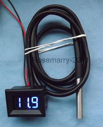 0.36&#034;Blue LED Digital Car Thermometer Temperature Meter -55-125°C DS18B20 Sensor