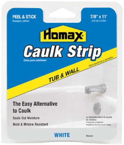 Homax 7/8&#034; x 11&#039;, White, Wide Tub &amp; Wall Caulkstrip 34015