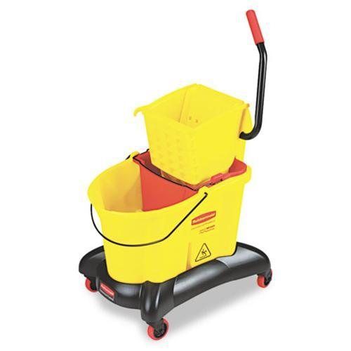 Rubbermaid 768000YW Wavebrake 35-Qt Dual Water Side Press Mop Bucket &amp; Wringer,