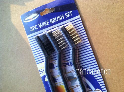 1 set Mini Wire Brush Plastic Handle Brass Nylon Stainless Steel Bristle New