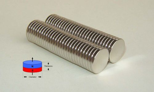 100 pcs of n52  1/2&#034;dia x 1/16&#034; neodymium (rare earth) disc magnets for sale