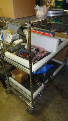 Metro cart 4ft x2ft x5ft high wire,3 shelves(2 sliding) outriggers. chem resi for sale