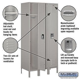 METAL STORAGE LOCKERS - 3 Wide - 36&#034;W x 72&#034;H x 18&#034;D - ASSEMBLED OR UNASSEMBLED