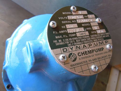 Crane chempump 884e canned pump dynapump teikoku 800 series sealless goulds  new for sale