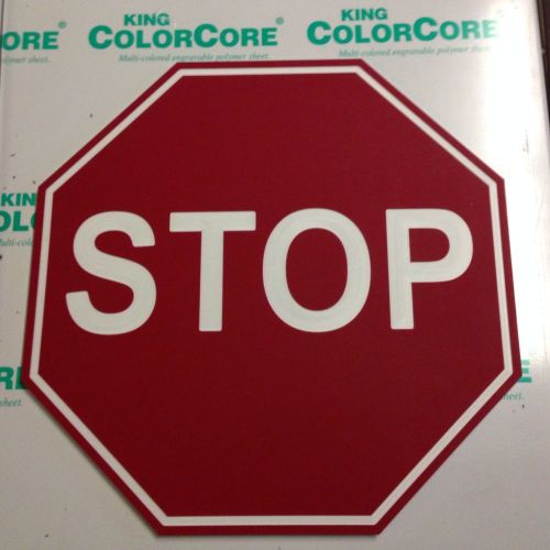 Traffic Sign, 30 x 30In, Color Core Plastic 1/2&#034; Red/White/Red, Stop, Text