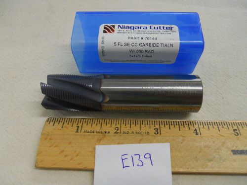 1 NEW NIAGARA 1&#034; DIAMETER CARBIDE END MILL. ROUGHING 5 FLUTE. COATED. USA {E139}