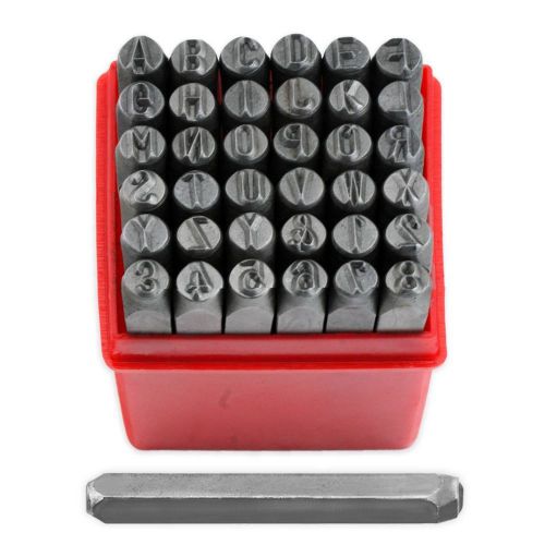 36pc Letter &amp; Number Stamp Punch Set 1/4&#034; Professional Kit Metal Wood Steel Tool