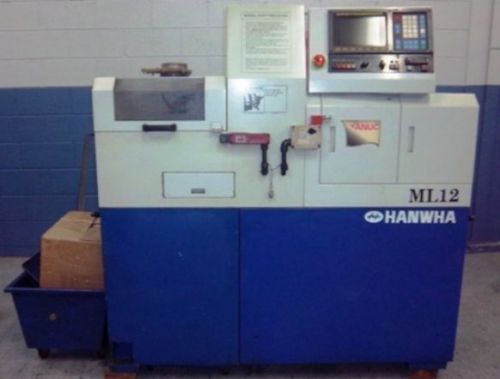 1/2&#034; hanwha ml12, fanuc 0t, 1998,5 od. 3 id-bw, sub spindle, fedek mag loader for sale