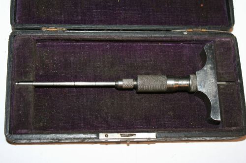 Vintage brown &amp; sharpe micrometer depth gage in case for sale
