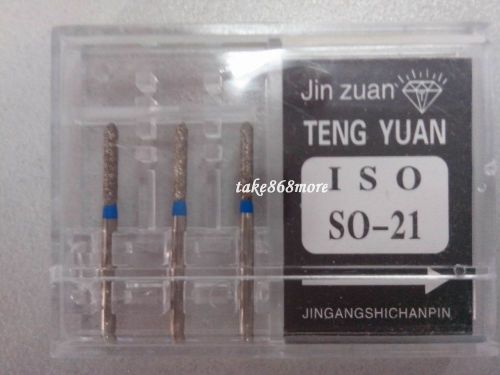 1 Box Dental Diamond Burs for High Speed  Handpiece Medium FG 1.6mm SO-21