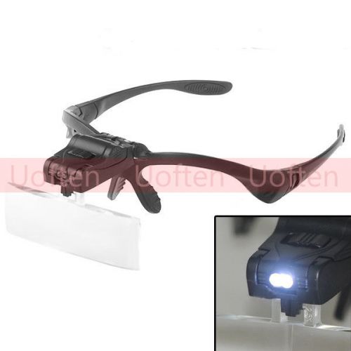 Head Visor Glass Magnify Magnifier Jeweler Eye Jewelry Loupe Loop Led Light Set