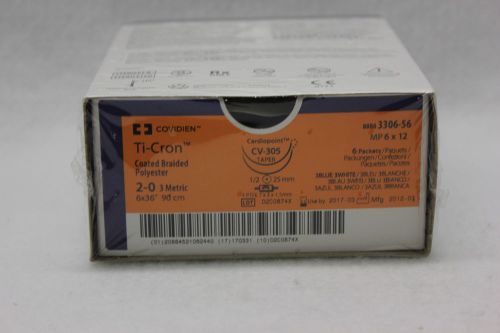 Covidien ref # 3306-56 ti-cron coated braided polyester 3 met. 90cm (box of 6pk) for sale