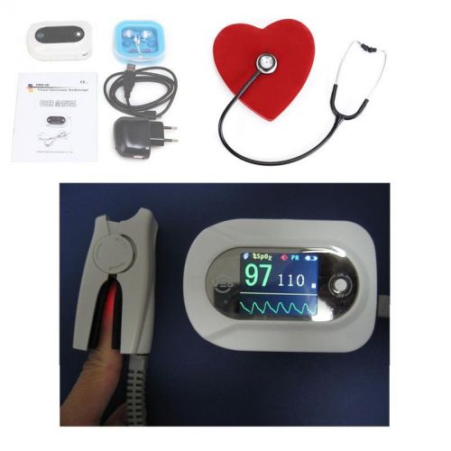 CMS-VE Visual Electronic Visual Stethoscope CE + Adult SpO2 probe EKG ECG PR