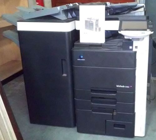 Konica minolta bizhub c552 color copier laser printer + finisher + saddle stitch for sale