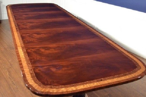 Hand crafted american large flaming mahogany conference table 12 + ft long for sale