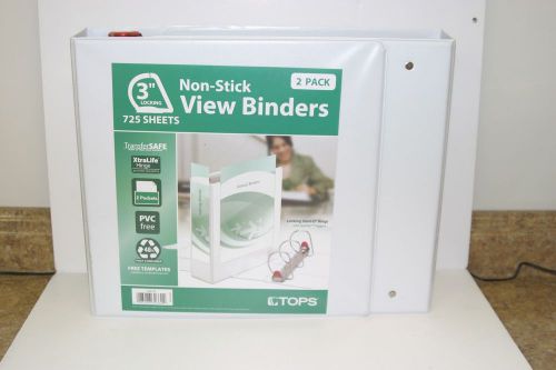 TOPS 311803 Non-Stick 3&#034; D-Ring Locking View Binder, White 2 ct