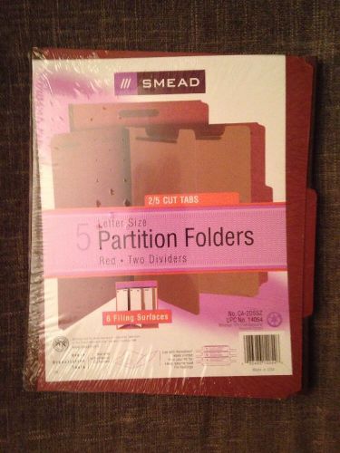 1 SMEAD 14054 PRESSBOARD 2 DIVIDERS Partition FOLDERS 5 LETTER SIZE RED