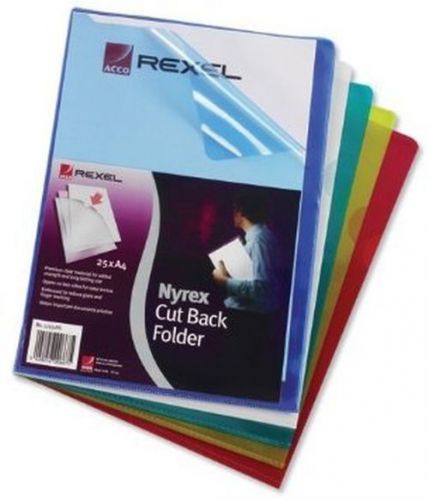 Pk 25 rexel nyrex folder cut back a4 assorted colours ref 12131as for sale