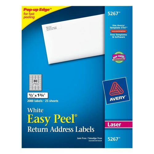 Avery Return Address Labels for Laser Printers 5 x 1.75&#034;  White, 2000pk (05267)