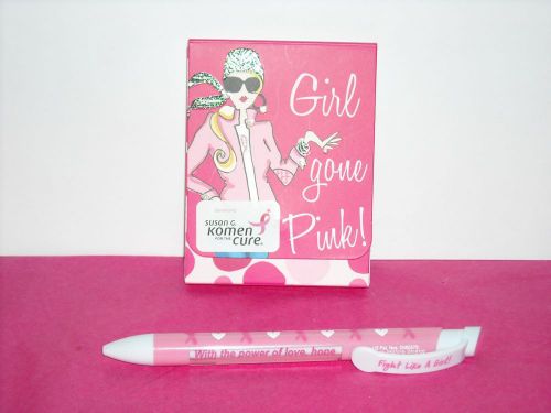 (#2527) &#034;Breast Cancer Awareness&#034; &#034;Fight Like a Girl&#034; Pen &amp; 75 pg Mini Notebook