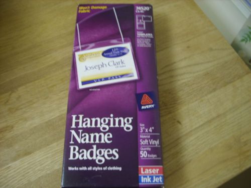 Avery Hanging Name Badges 3&#034; x 4&#034; 50 Badges Laser Ink Jet NIB Click &amp; Create