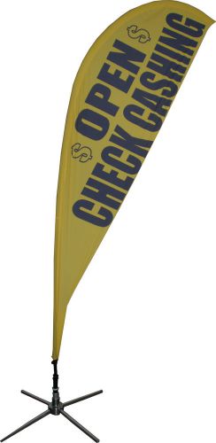 10 feet tall Teardrop single-sided flying banner + cross base + graphic