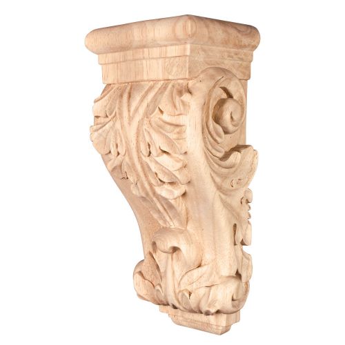 Low Profile Acanthus Wood Corbel. CORD 4-7/8&#034; x 4-1/2&#034; x 12&#034;. Rubberwood