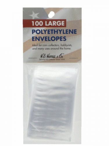 Poly Bags, Lg. 3 1/4x2 1/16, open end, clear, polyethylene 100 pack