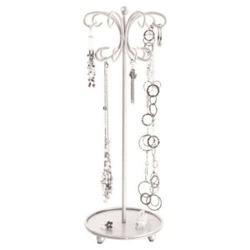 Necklace Holder Tree Stand Jewelry Organizer Bracelet Storage Rack Metal Silver