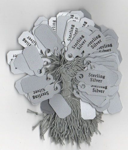 UPMARKET PROFESSIONAL SILVER GREY/BLACK TEXT PLASTIC JEWELLERY PRICE TAGS X 300